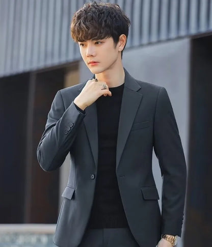 2026 Men's Korean Style Loose Retro Casual Blazer Spring Autumn Versatile Trendy Suit Jacket