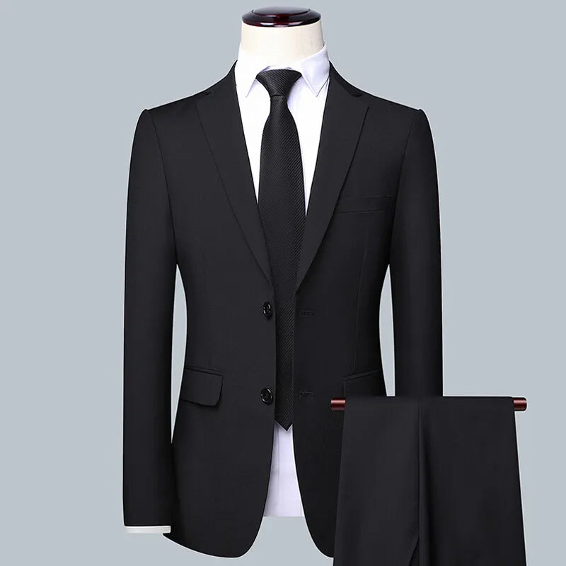 Men's Wedding Suit Set – Blazer & Trousers for Groom, Banquet & Business in Black, Blue & Gray
