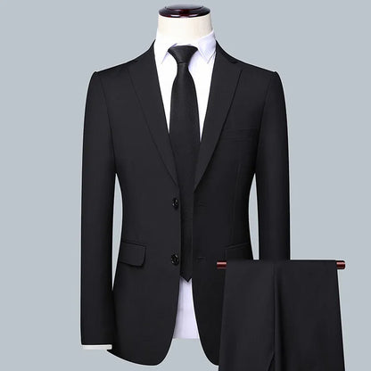 Men's Wedding Suit Set – Blazer & Trousers for Groom, Banquet & Business in Black, Blue & Gray