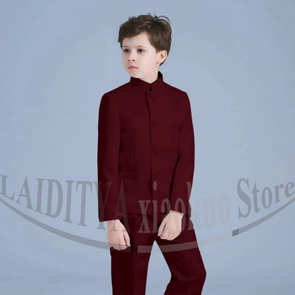 Boy Suits Fashion Stand Collar Single Breasted Outfits 2 Piece Formal Party Tuxedo Daily Casual Slim Children's Clothing