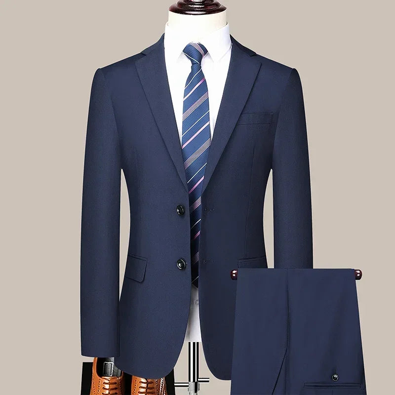 Men's Suit Blazer and Pants Smart Casual Slim Fit Wedding Business Formal Set