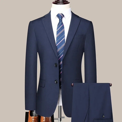 Men's Suit Blazer and Pants Smart Casual Slim Fit Wedding Business Formal Set