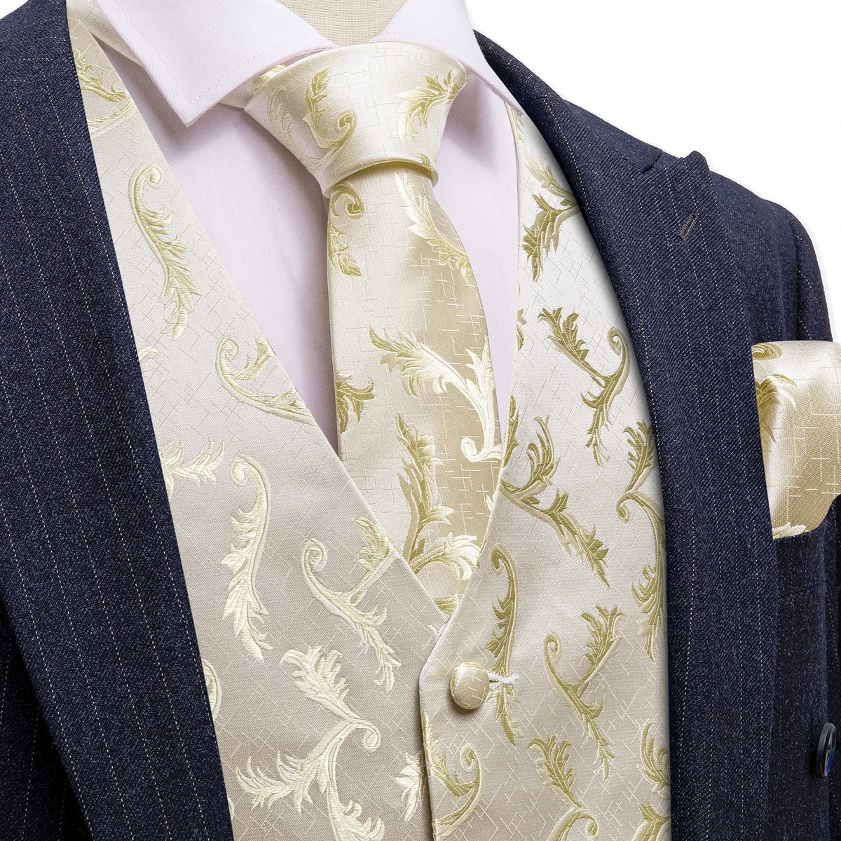 Men's Suit Vest with Matching Tie | Jacquard Paisley Waistcoat for Weddings & Formal Events