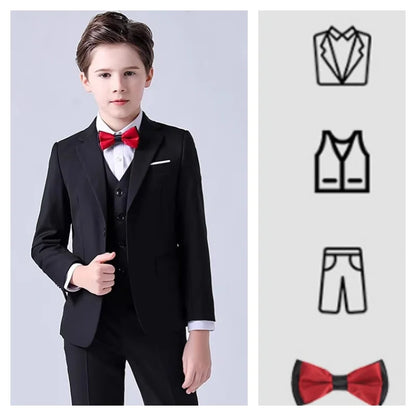 Flower Boys Wedding Suit Set Spring Kids Birthday Photograhy Outfit Children's Piano Host Speech Chorus Performance Costume