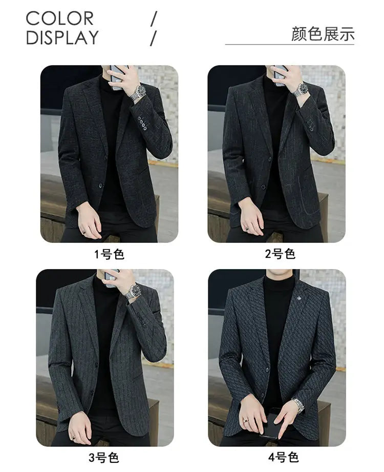 M-8XL Blazer Men's Business Gentleman Korean Wedding Fashion Trend, Slim Fit, Versatile, High-end Casual, Woolen Blazer