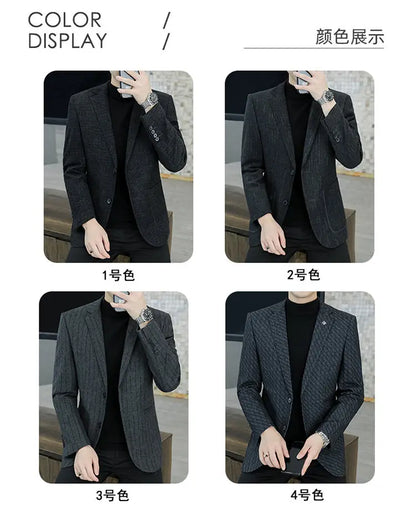 M-8XL Blazer Men's Business Gentleman Korean Wedding Fashion Trend, Slim Fit, Versatile, High-end Casual, Woolen Blazer