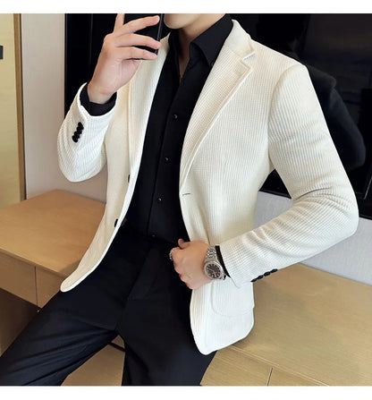 Autumn Winter New Chenille Velvet Suit Jacket Men's Casual Business Fashion Formal Party Coats  Tailcoat Men's Clothing 4XL-M