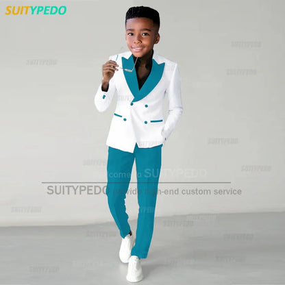 Fashion Children Suit Sets Luxury Wedding Party Flower Boys Slim Fit Costumes Graduation Ceremony Formal Blazer Pants Two Pieces
