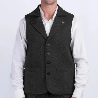 Men's Herringbone Vest Single Breasted Waistcoat for Wedding & Smart Casual Wear