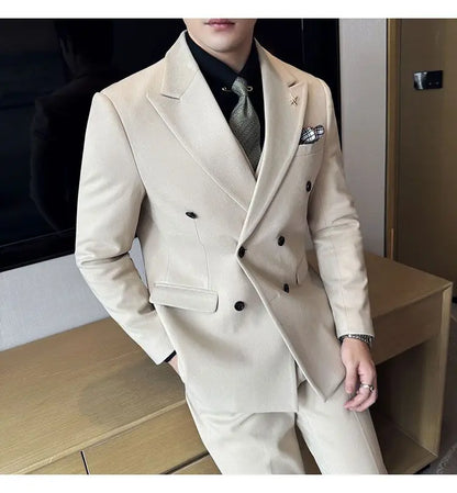 Men's Tuxedo Suit 3 Piece Set Slim Fit Bead Decoration One Button for Wedding Groom & Dinner