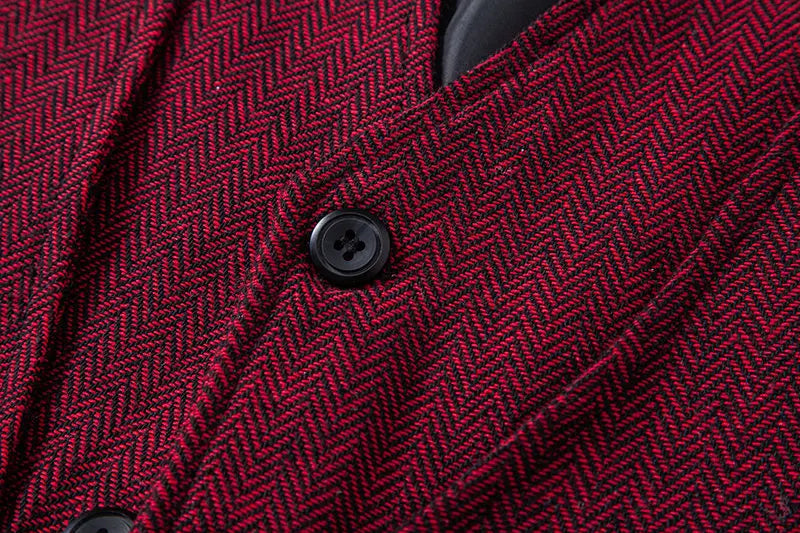 Men's Triple-Breasted Herringbone Tweed Vest – Retro Fake Two-Piece Waistcoat for Weddings & Smart-Casual Occasions
