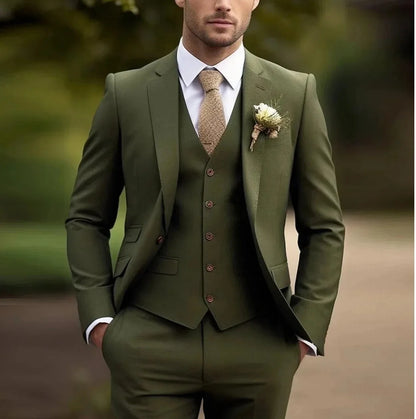 3-Piece Slim Fit Men's Suit – Single Breasted Business & Banquet Suit in Multiple Colors