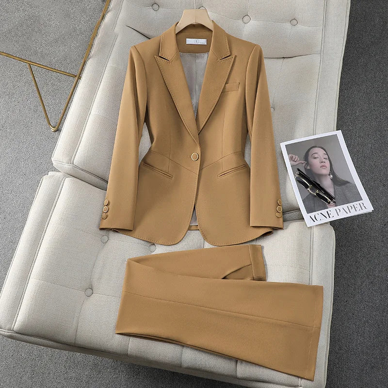 Wine Red Suits Women 2024 New Autumn High End Fashion Temperament Business Slim Blazer And Pants Sets Office Lady Work Wear