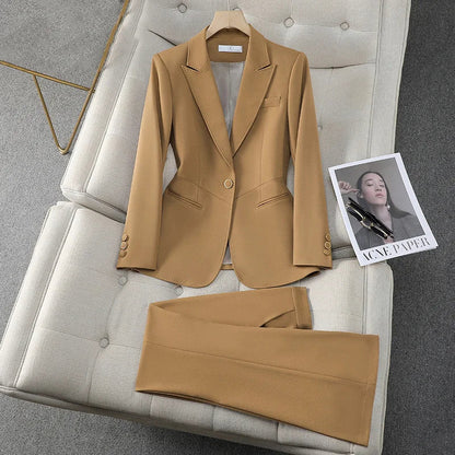 Wine Red Suits Women 2024 New Autumn High End Fashion Temperament Business Slim Blazer And Pants Sets Office Lady Work Wear