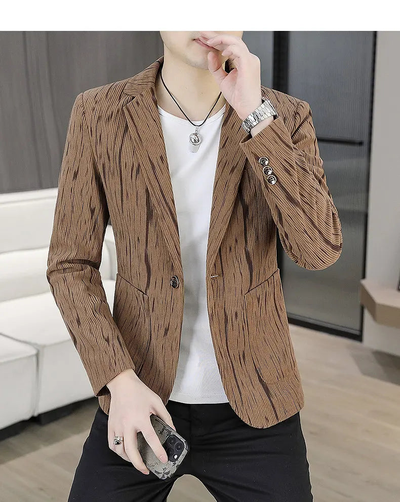 Blazer Men's Fashion Outdoor Travel Gentleman Wedding Slimming Business Versatile Trendy Casual Korean-style Formal Wear Blazer