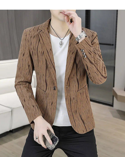 Blazer Men's Fashion Outdoor Travel Gentleman Wedding Slimming Business Versatile Trendy Casual Korean-style Formal Wear Blazer
