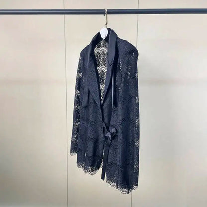 Black Lace Long Sleeve Open Front Casual Party Outerwear Single Breasted Women New Autumn 2026 hot-Selling CPG5745