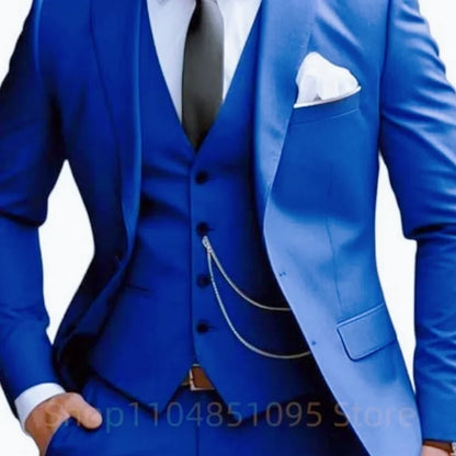 Elegant Mint Green 3 Piece Men's Suit Groom Tuxedos Business Suits Slim Fit Notch Lapel Blazer Vest Pants for Wedding Party Prom