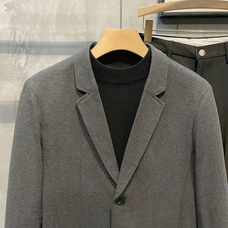 Elegant Single Breasted Coats Tweed Man Suits and Blazers Original Jacket for Men Spring Clothes Korean Style Casual Menswear