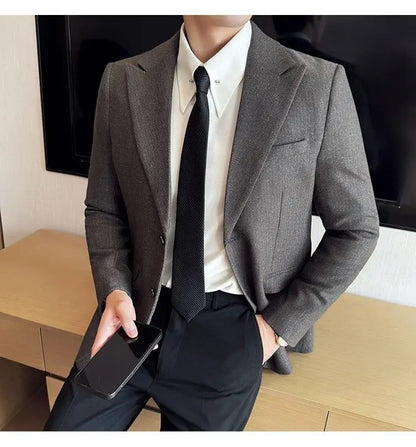 Men's Blazer Single Breasted Slim Fit Korean Style Casual Suit Jacket