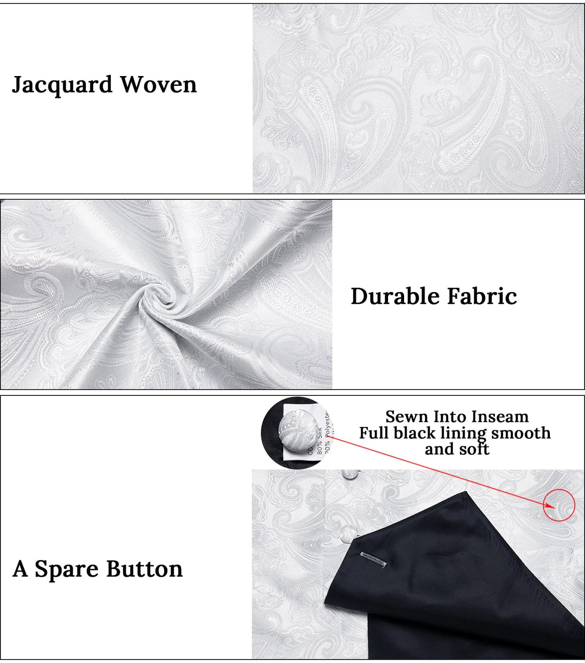 Men's Paisley Suit Vest with Tie and Handkerchief Set for Wedding and Prom