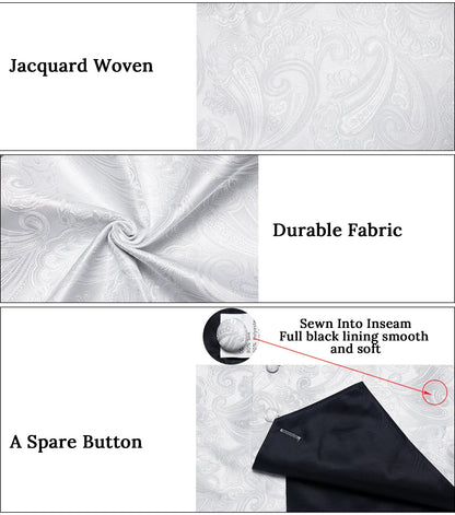 Men's Paisley Suit Vest with Tie and Handkerchief Set for Wedding and Prom