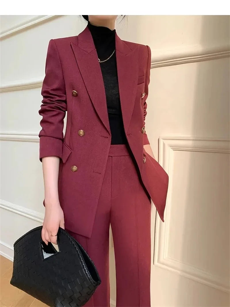 2025 New Women Pant Suit Office Ladies Female Business Work Wear 2 Piece Set Formal Blazer Jacket And Trous