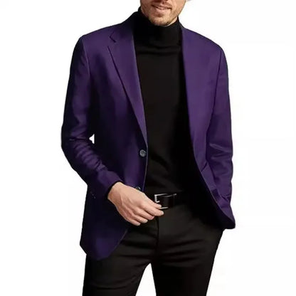 KIDWHXR Men Suit Coat Simple Solid Long Sleeve Male Blazer Turn Down Collar Casual Comfortable Business Casual Man Outerwear