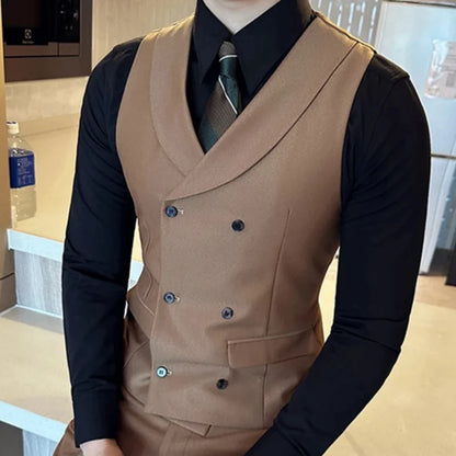 Men's Vest Double Breasted Lapel Waistcoat for Weddings and Formal Occasions