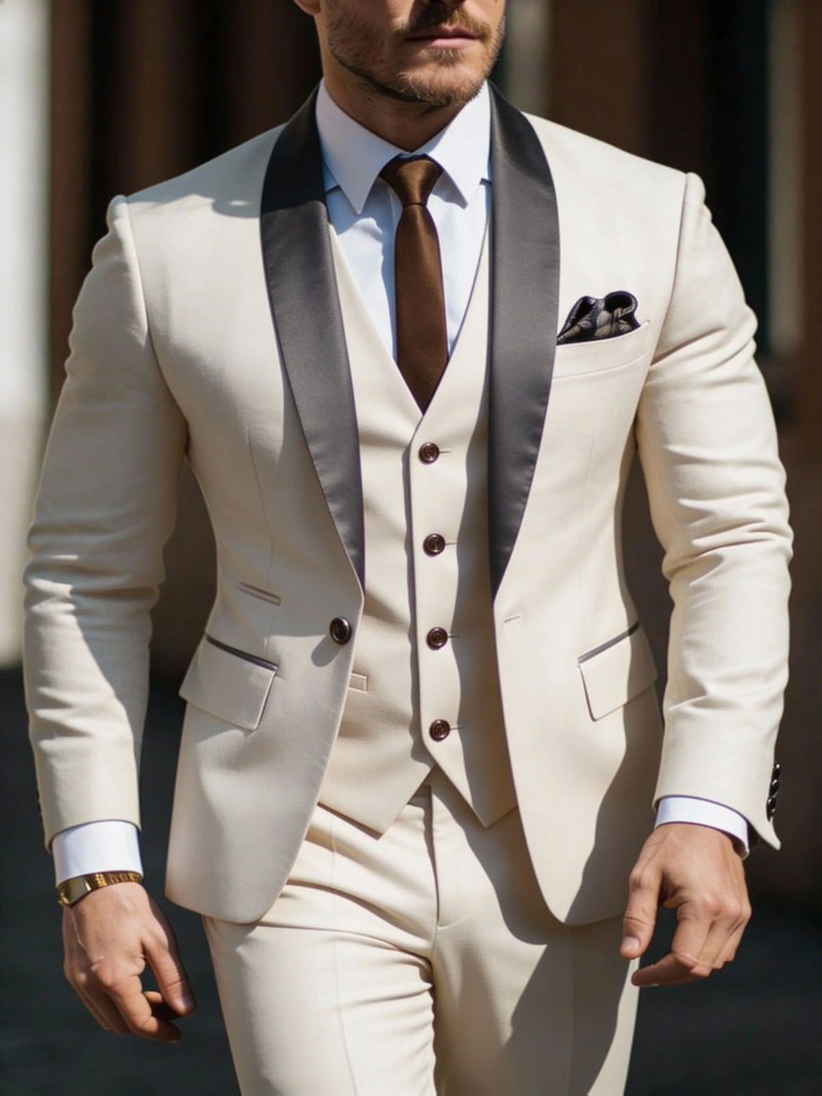 Costume 3 pièces pour homme veste gilet pantalon, Costumes de mariage d'affaires pour hommes pour bal de promo Musculaires costumes de mariage pour hommes