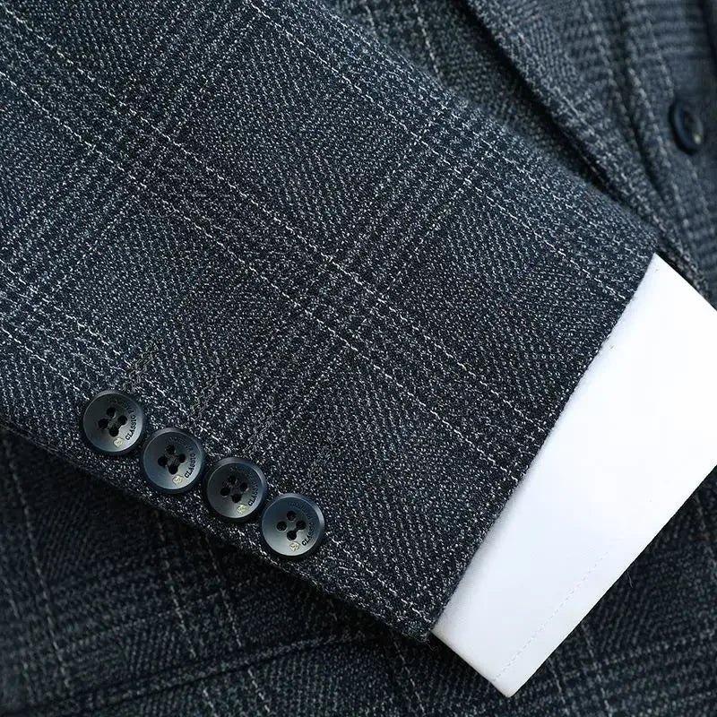 Men's Linen Suit Set Single Breasted Blazer and Pants for Business, Wedding, and Casual Wear