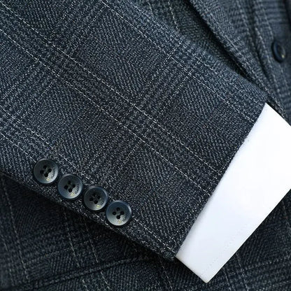 Men's Linen Suit Set Single Breasted Blazer and Pants for Business, Wedding, and Casual Wear