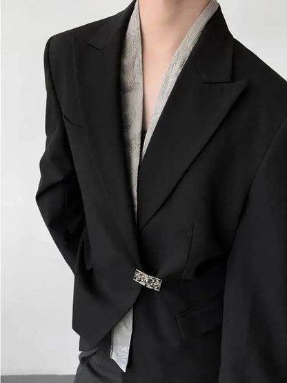 Metal Placket 2025 Buckle New Casual Blazer Fashion Jacket Men's Original Elegant Korean Handsome Jacket Original JY7386