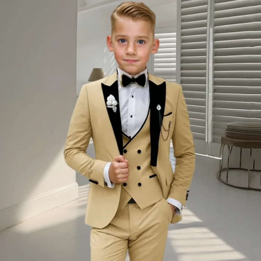 Boys Formal 3-Piece Suit Set – Blazer, Vest & Pants | Kids Wedding & Party Tuxedo