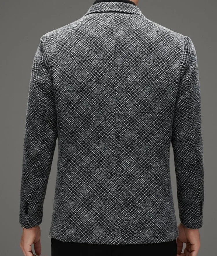Men's Autumn Winter Thickened Business Casual Blazer Jacket Middle Aged Warm Outerwear