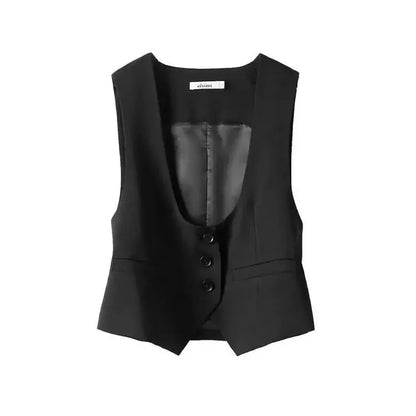 Unisex Beige Sleeveless Vest V-Neck Buttoned Waistcoat for Formal Casual Wear
