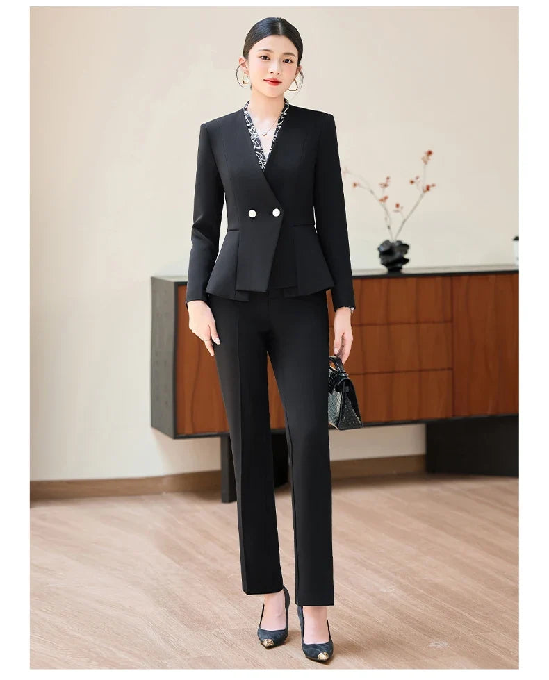Fashionable professional women's two-piece pant+blazers. Slim fit, elegant  comfortable. 2025 autumn winter new styles