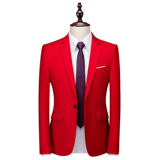 Men's Slim Fit Blazer Single Breasted Formal Suit Jacket for Wedding Prom and Office