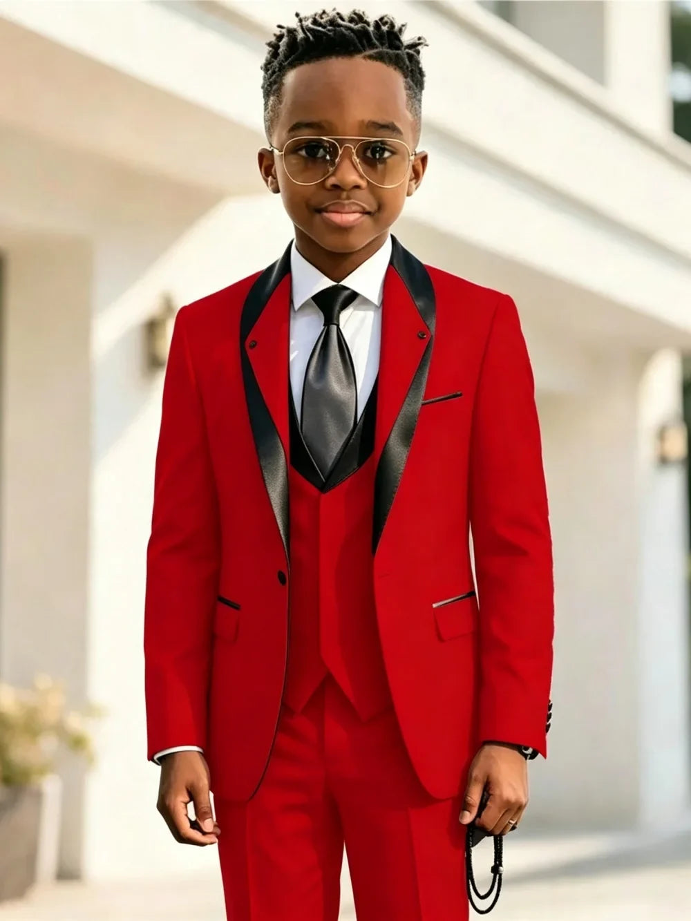 Handsome Boys Slim Fit Suits 3 Pieces Christmas Party Wear High Quality Kids Formal Suit Set Wedding Ring Bearer Outfit 2-20T