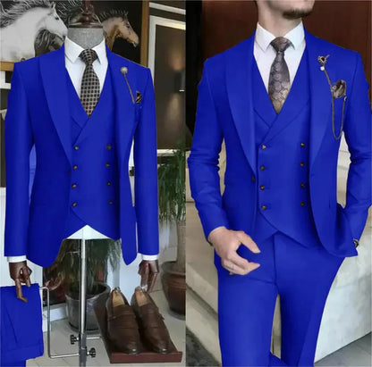 3 Pieces Wedding Men's Suits Formal Groom Tuxedo Slim Fit Business Casual Single Breasted Blazer Vest Pant Set for Party
