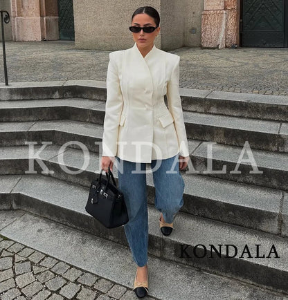 Elegant Blazer Women's Commute Blazer Coat 2026 Spring Fall Minimalist Office Lady Party Basic Dinner Slim-Waist Blazer