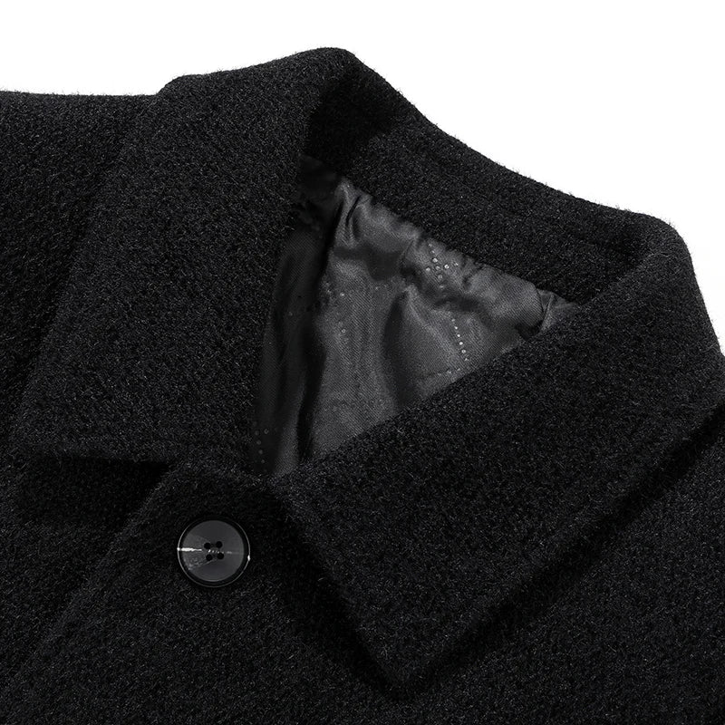 Mens Designer Knitted Wool Stretch Coat Casual Business Handsome Overcoat High Quality Fashion 2024