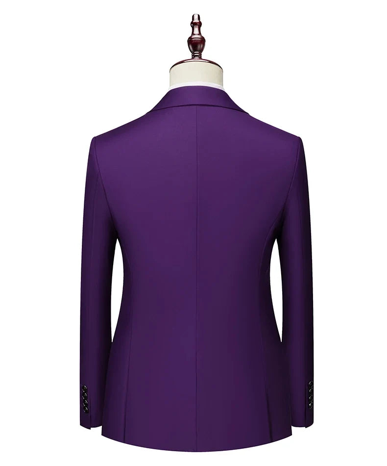 Men's Double Breasted Blazer – Formal Solid Color Suit Jacket for Weddings & Business