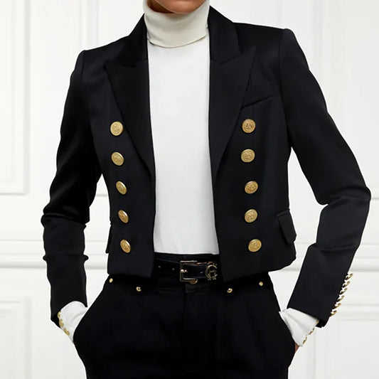 Chic Slim Black Double Breasted Women Suit Two Pieces(Jacket+Pants) Outfits Chic Casual Party Prom Wedding Set