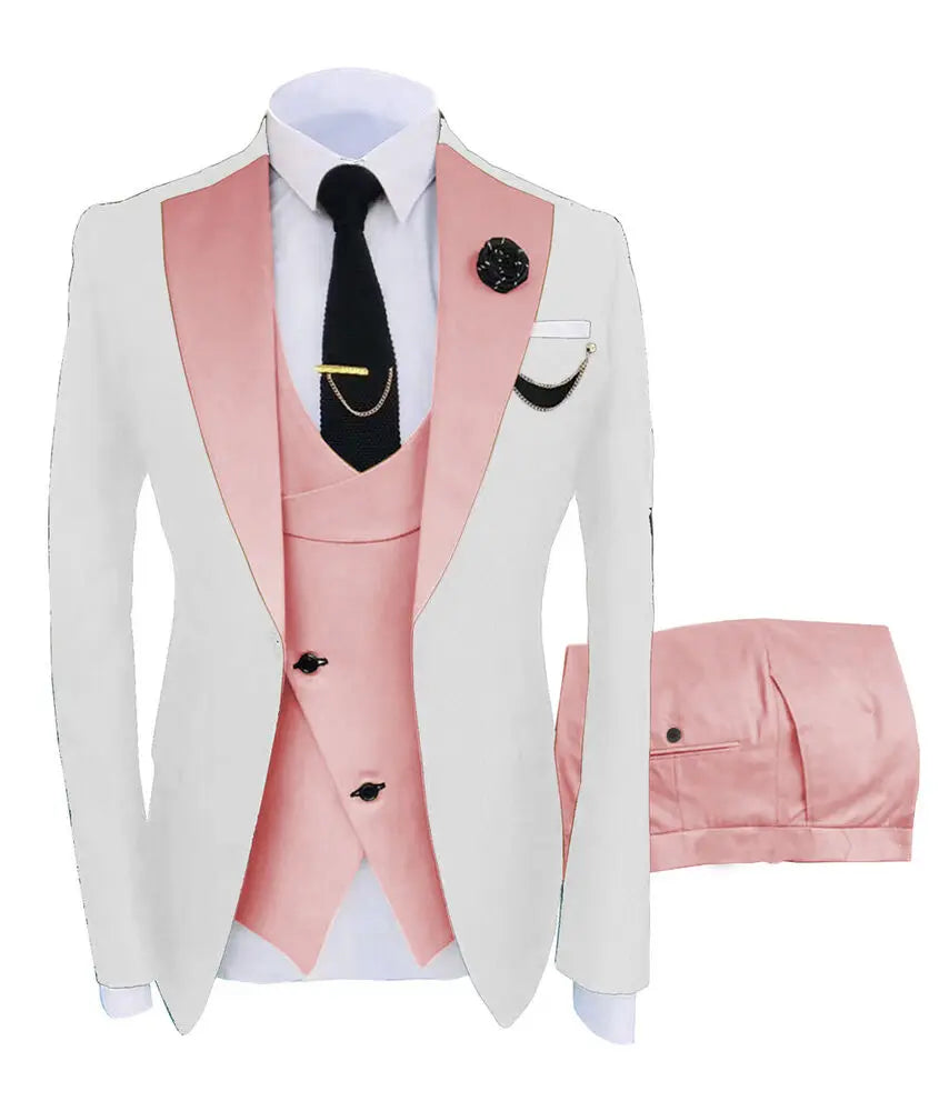 Men Coat Business Formal Slim Fit Suit Costumes Pour Homme Set Party Vest Pants Wedding 3pcs Blazer Verde Hombre Terno Masculino