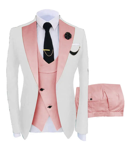 Men Coat Business Formal Slim Fit Suit Costumes Pour Homme Set Party Vest Pants Wedding 3pcs Blazer Verde Hombre Terno Masculino