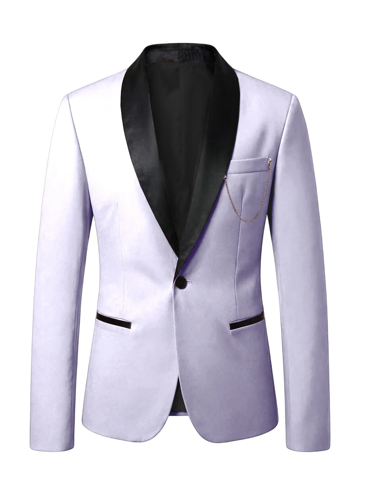 Men's Slim Fit Tuxedo Blazer Satin Shawl Collar One Button Formal Business Suit Jacket for Wedding Prom Party For Spring Summer