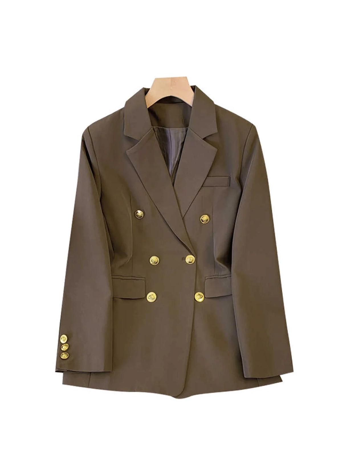 Women's Coffee Autumn Blazer Coat Vintage Harajuku Elegant Long Sleeve Fitted Suit Jacket Outerwear Top 2000s Emo Clothes 2025