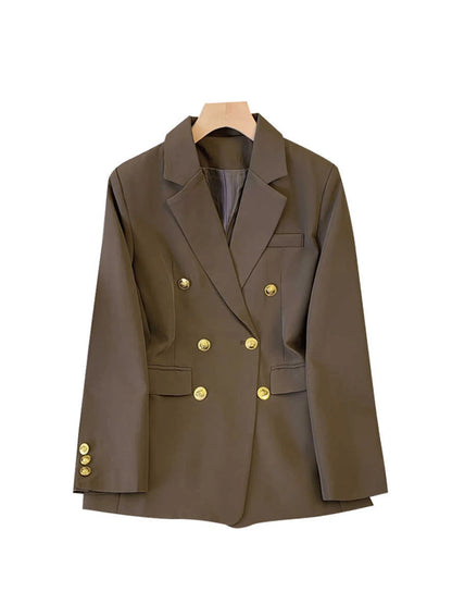 Women's Coffee Autumn Blazer Coat Vintage Harajuku Elegant Long Sleeve Fitted Suit Jacket Outerwear Top 2000s Emo Clothes 2025
