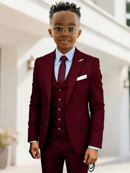Formal Boys Suits 3 Pieces Wedding Ring Bearer Outfit Handsome Peak Lapel Homecoming Suit Set Fast Delivery Tuxedo 2-20T